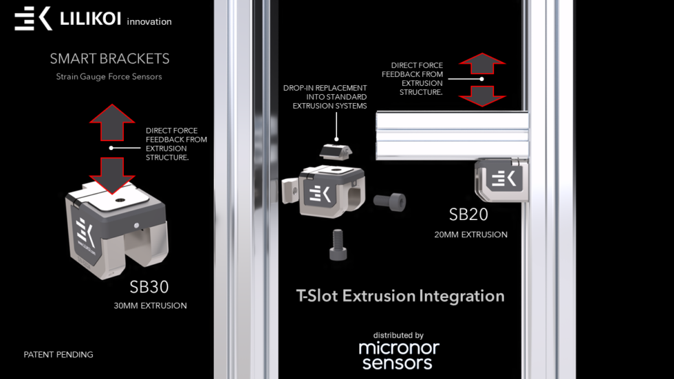 Smart Bracket Strain Gauge Force Sensors For Aluminum T Extrusions