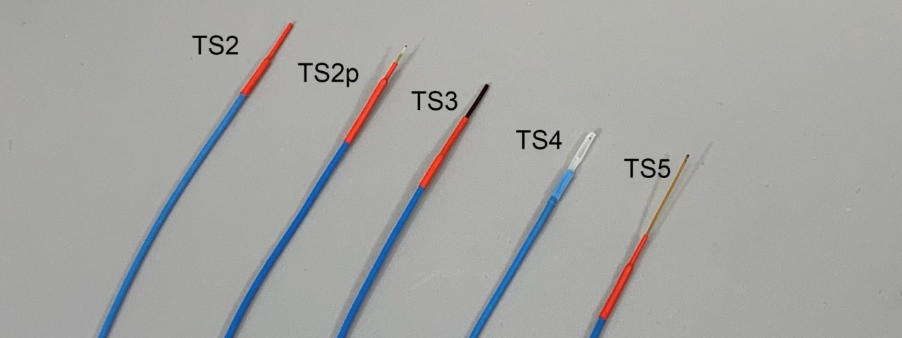 Close-up views of TS series GaAs fiber optic temperature senosors