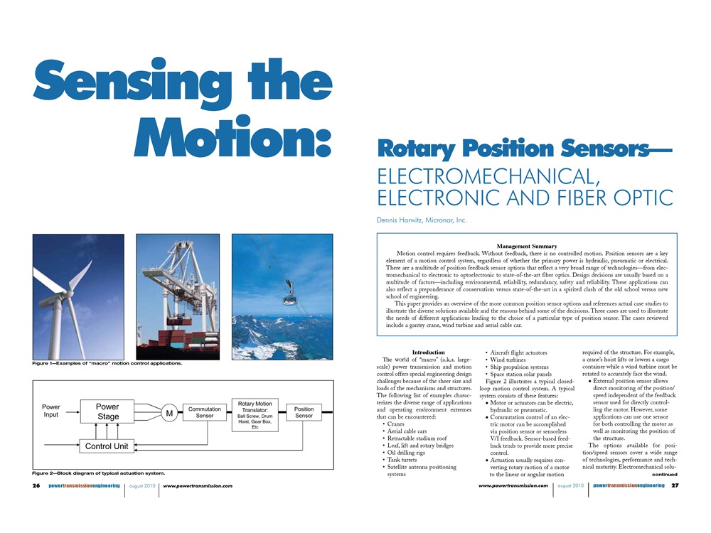 All About Position Sensors, - electromechanical, electronic and fiber optic.