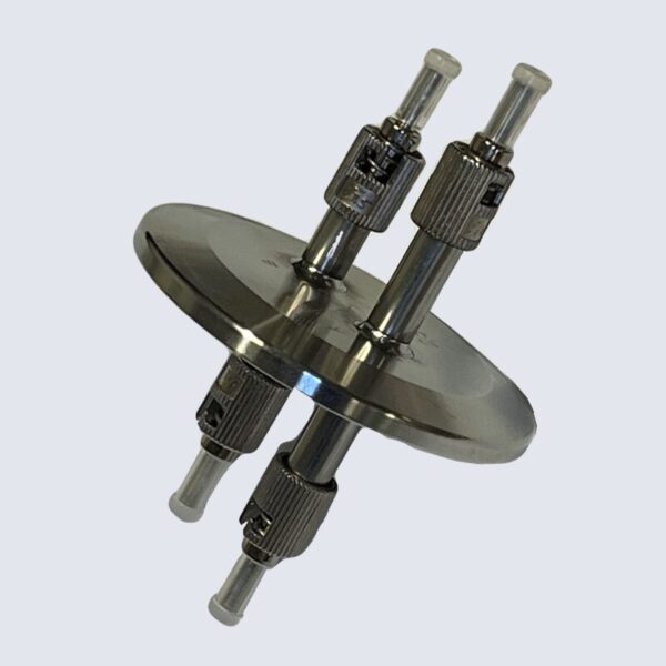 EOF0049 dual port KF40 flange hermetic feedthrough for FOTEMP temperature probe applications