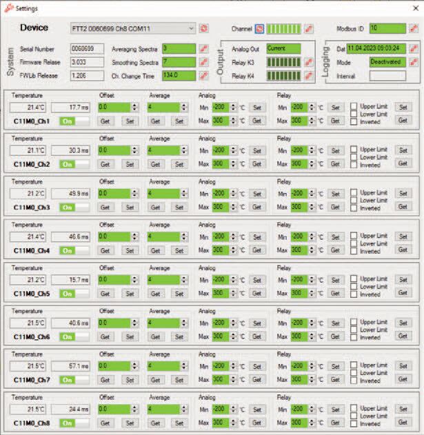 Settings menu of FOTEMP Assistant 2